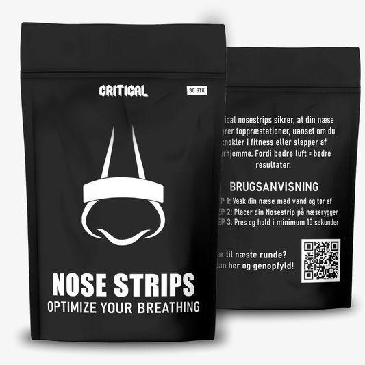 Bagside og forsiden af critical nosestrips pakken
